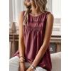imageFalechay Womens Summer Tops Boho Shirts Crewneck Sleeveless Tank Tops Flowy Lace Hem Casual Blouses Clothing Trendy 2026Mulberry