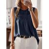 imageFalechay Womens Summer Tops Boho Shirts Crewneck Sleeveless Tank Tops Flowy Lace Hem Casual Blouses Clothing Trendy 2026Navy Blue
