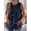 imageFalechay Womens Summer Tops Boho Shirts Crewneck Sleeveless Tank Tops Flowy Lace Hem Casual Blouses Clothing Trendy 2026Navy Blue