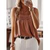 imageFalechay Womens Summer Tops Boho Shirts Crewneck Sleeveless Tank Tops Flowy Lace Hem Casual Blouses Clothing Trendy 2026Orange