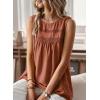 imageFalechay Womens Summer Tops Boho Shirts Crewneck Sleeveless Tank Tops Flowy Lace Hem Casual Blouses Clothing Trendy 2026Orange