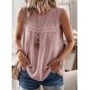 imageFalechay Womens Summer Tops Boho Shirts Crewneck Sleeveless Tank Tops Flowy Lace Hem Casual Blouses Clothing Trendy 2026Pink