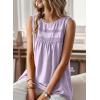 imageFalechay Womens Summer Tops Boho Shirts Crewneck Sleeveless Tank Tops Flowy Lace Hem Casual Blouses Clothing Trendy 2026Purple