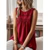 imageFalechay Womens Summer Tops Boho Shirts Crewneck Sleeveless Tank Tops Flowy Lace Hem Casual Blouses Clothing Trendy 2026Red