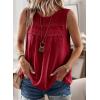 imageFalechay Womens Summer Tops Boho Shirts Crewneck Sleeveless Tank Tops Flowy Lace Hem Casual Blouses Clothing Trendy 2026Red