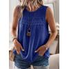 imageFalechay Womens Summer Tops Boho Shirts Crewneck Sleeveless Tank Tops Flowy Lace Hem Casual Blouses Clothing Trendy 2026Royal Blue