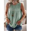 imageFalechay Womens Summer Tops Boho Shirts Crewneck Sleeveless Tank Tops Flowy Lace Hem Casual Blouses Clothing Trendy 2026Sage Green