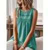 imageFalechay Womens Summer Tops Boho Shirts Crewneck Sleeveless Tank Tops Flowy Lace Hem Casual Blouses Clothing Trendy 2026Turquoise