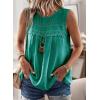 imageFalechay Womens Summer Tops Boho Shirts Crewneck Sleeveless Tank Tops Flowy Lace Hem Casual Blouses Clothing Trendy 2026Turquoise