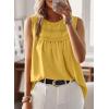 imageFalechay Womens Summer Tops Boho Shirts Crewneck Sleeveless Tank Tops Flowy Lace Hem Casual Blouses Clothing Trendy 2026Yellow