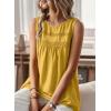 imageFalechay Womens Summer Tops Boho Shirts Crewneck Sleeveless Tank Tops Flowy Lace Hem Casual Blouses Clothing Trendy 2026Yellow