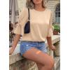 imageFalechay Womens Summer Tops Dressy Casual Round Neck Tunic Ruffle Half Sleeve Bow Blouses Loose Fit Silk Satin ShirtsApricot