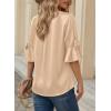 imageFalechay Womens Summer Tops Dressy Casual Round Neck Tunic Ruffle Half Sleeve Bow Blouses Loose Fit Silk Satin ShirtsApricot