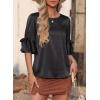 imageFalechay Womens Summer Tops Dressy Casual Round Neck Tunic Ruffle Half Sleeve Bow Blouses Loose Fit Silk Satin ShirtsBlack