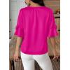 imageFalechay Womens Summer Tops Dressy Casual Round Neck Tunic Ruffle Half Sleeve Bow Blouses Loose Fit Silk Satin ShirtsHot Pink