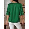 imageFalechay Womens Summer Tops Dressy Casual Round Neck Tunic Ruffle Half Sleeve Bow Blouses Loose Fit Silk Satin ShirtsKelly Green