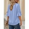 imageFalechay Womens Summer Tops Dressy Casual Round Neck Tunic Ruffle Half Sleeve Bow Blouses Loose Fit Silk Satin ShirtsLight Blue