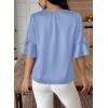 imageFalechay Womens Summer Tops Dressy Casual Round Neck Tunic Ruffle Half Sleeve Bow Blouses Loose Fit Silk Satin ShirtsLight Blue