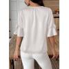 imageFalechay Womens Summer Tops Dressy Casual Round Neck Tunic Ruffle Half Sleeve Bow Blouses Loose Fit Silk Satin ShirtsWhite