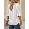 imageFalechay Womens Summer Tops Dressy Casual Round Neck Tunic Ruffle Half Sleeve Bow Blouses Loose Fit Silk Satin ShirtsWhite