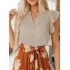 imageFalechay Womens Summer Tops Ruffle Cap Sleeve Henley Blouses Button Front Pintuck Pleated Tunic Boho Casual Trendy ShirtsApricot