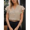 imageFalechay Womens Summer Tops Ruffle Cap Sleeve Henley Blouses Button Front Pintuck Pleated Tunic Boho Casual Trendy ShirtsApricot