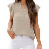 imageFalechay Womens Summer Tops Ruffle Cap Sleeve Henley Blouses Button Front Pintuck Pleated Tunic Boho Casual Trendy ShirtsApricot