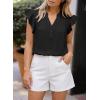 imageFalechay Womens Summer Tops Ruffle Cap Sleeve Henley Blouses Button Front Pintuck Pleated Tunic Boho Casual Trendy ShirtsBlack