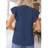 imageFalechay Womens Summer Tops Ruffle Cap Sleeve Henley Blouses Button Front Pintuck Pleated Tunic Boho Casual Trendy ShirtsNavy Blue