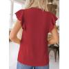 imageFalechay Womens Summer Tops Ruffle Cap Sleeve Henley Blouses Button Front Pintuck Pleated Tunic Boho Casual Trendy ShirtsRed