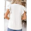 imageFalechay Womens Summer Tops Ruffle Cap Sleeve Henley Blouses Button Front Pintuck Pleated Tunic Boho Casual Trendy ShirtsWhite