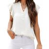imageFalechay Womens Summer Tops Ruffle Cap Sleeve Henley Blouses Button Front Pintuck Pleated Tunic Boho Casual Trendy ShirtsWhite