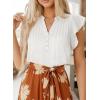 imageFalechay Womens Summer Tops Ruffle Cap Sleeve Henley Blouses Button Front Pintuck Pleated Tunic Boho Casual Trendy ShirtsWhite