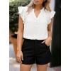 imageFalechay Womens Summer Tops Ruffle Cap Sleeve Henley Blouses Button Front Pintuck Pleated Tunic Boho Casual Trendy ShirtsWhite