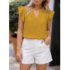 imageFalechay Womens Summer Tops Ruffle Cap Sleeve Henley Blouses Button Front Pintuck Pleated Tunic Boho Casual Trendy ShirtsYellow