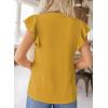 imageFalechay Womens Summer Tops Ruffle Cap Sleeve Henley Blouses Button Front Pintuck Pleated Tunic Boho Casual Trendy ShirtsYellow