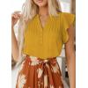 imageFalechay Womens Summer Tops Ruffle Cap Sleeve Henley Blouses Button Front Pintuck Pleated Tunic Boho Casual Trendy ShirtsYellow