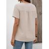 imageFalechay Womens Summer Tops Short Sleeve Boho Blouses Casual Lace V Neck Button Shirts Flowy Textured Trendy TunicApricot