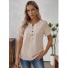 imageFalechay Womens Summer Tops Short Sleeve Boho Blouses Casual Lace V Neck Button Shirts Flowy Textured Trendy TunicApricot