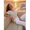 imageFalechay Womens Summer Tops Short Sleeve Boho Blouses Casual Lace V Neck Button Shirts Flowy Textured Trendy TunicApricot