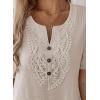 imageFalechay Womens Summer Tops Short Sleeve Boho Blouses Casual Lace V Neck Button Shirts Flowy Textured Trendy TunicApricot