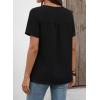 imageFalechay Womens Summer Tops Short Sleeve Boho Blouses Casual Lace V Neck Button Shirts Flowy Textured Trendy TunicBlack