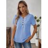 imageFalechay Womens Summer Tops Short Sleeve Boho Blouses Casual Lace V Neck Button Shirts Flowy Textured Trendy TunicBlue