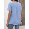 imageFalechay Womens Summer Tops Short Sleeve Boho Blouses Casual Lace V Neck Button Shirts Flowy Textured Trendy TunicBlue
