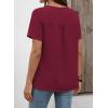 imageFalechay Womens Summer Tops Short Sleeve Boho Blouses Casual Lace V Neck Button Shirts Flowy Textured Trendy TunicBurgundy