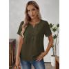 imageFalechay Womens Summer Tops Short Sleeve Boho Blouses Casual Lace V Neck Button Shirts Flowy Textured Trendy TunicGreen