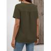 imageFalechay Womens Summer Tops Short Sleeve Boho Blouses Casual Lace V Neck Button Shirts Flowy Textured Trendy TunicGreen