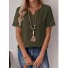 imageFalechay Womens Summer Tops Short Sleeve Boho Blouses Casual Lace V Neck Button Shirts Flowy Textured Trendy TunicGreen