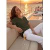 imageFalechay Womens Summer Tops Short Sleeve Boho Blouses Casual Lace V Neck Button Shirts Flowy Textured Trendy TunicGreen