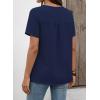 imageFalechay Womens Summer Tops Short Sleeve Boho Blouses Casual Lace V Neck Button Shirts Flowy Textured Trendy TunicNavy Blue